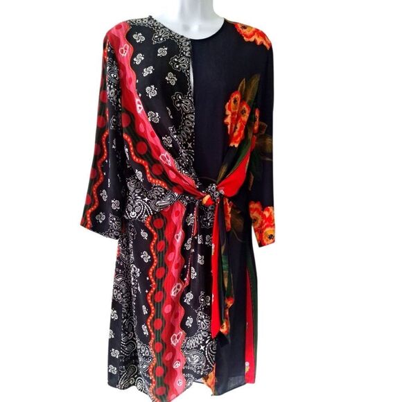 Desigual Dana colorful draped bandana print dress size 42=6 - Picture 2 of 9